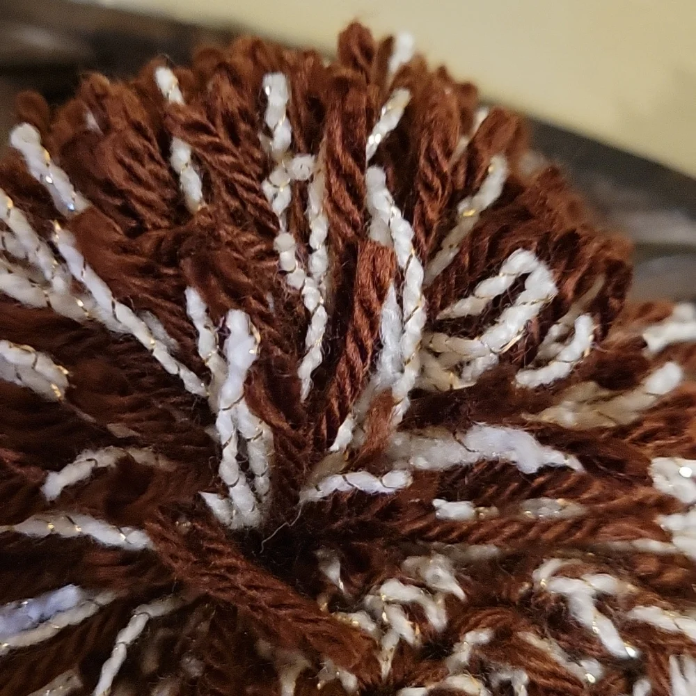 Ladies Acrylic pom-pom hat beanie fleece lining at ears handmade